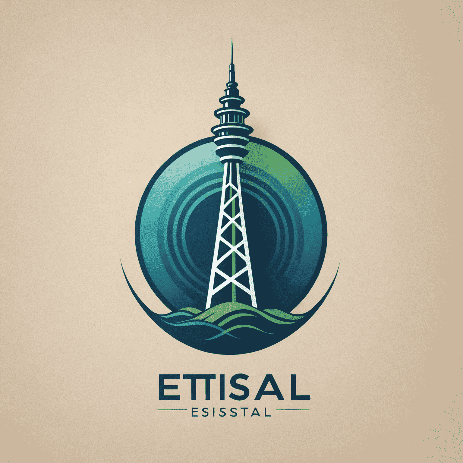 Etisal logo - A modern, sleek design incorporating a stylized communication tower or signal waves in blue and green colors
