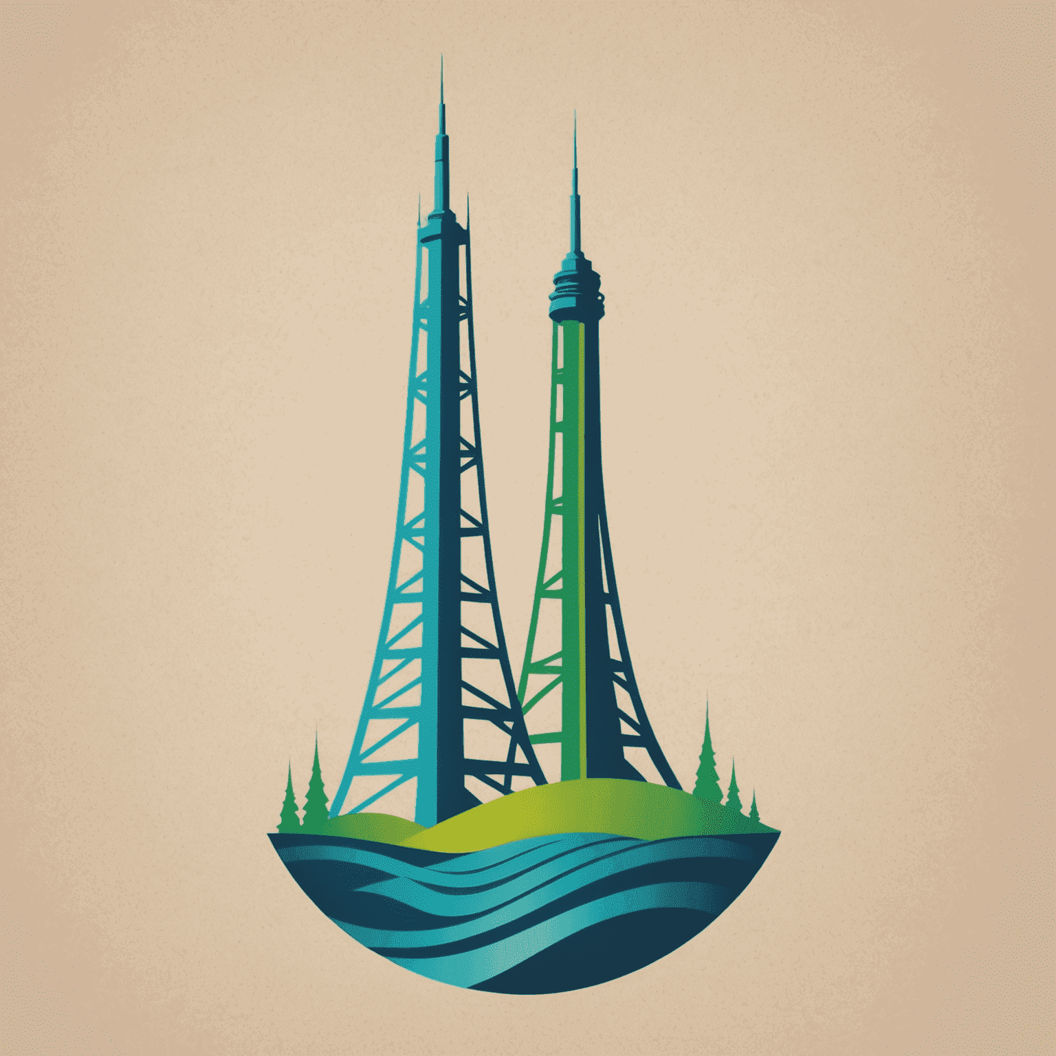 Etisal logo - A modern, sleek design incorporating a stylized communication tower or signal waves in blue and green colors