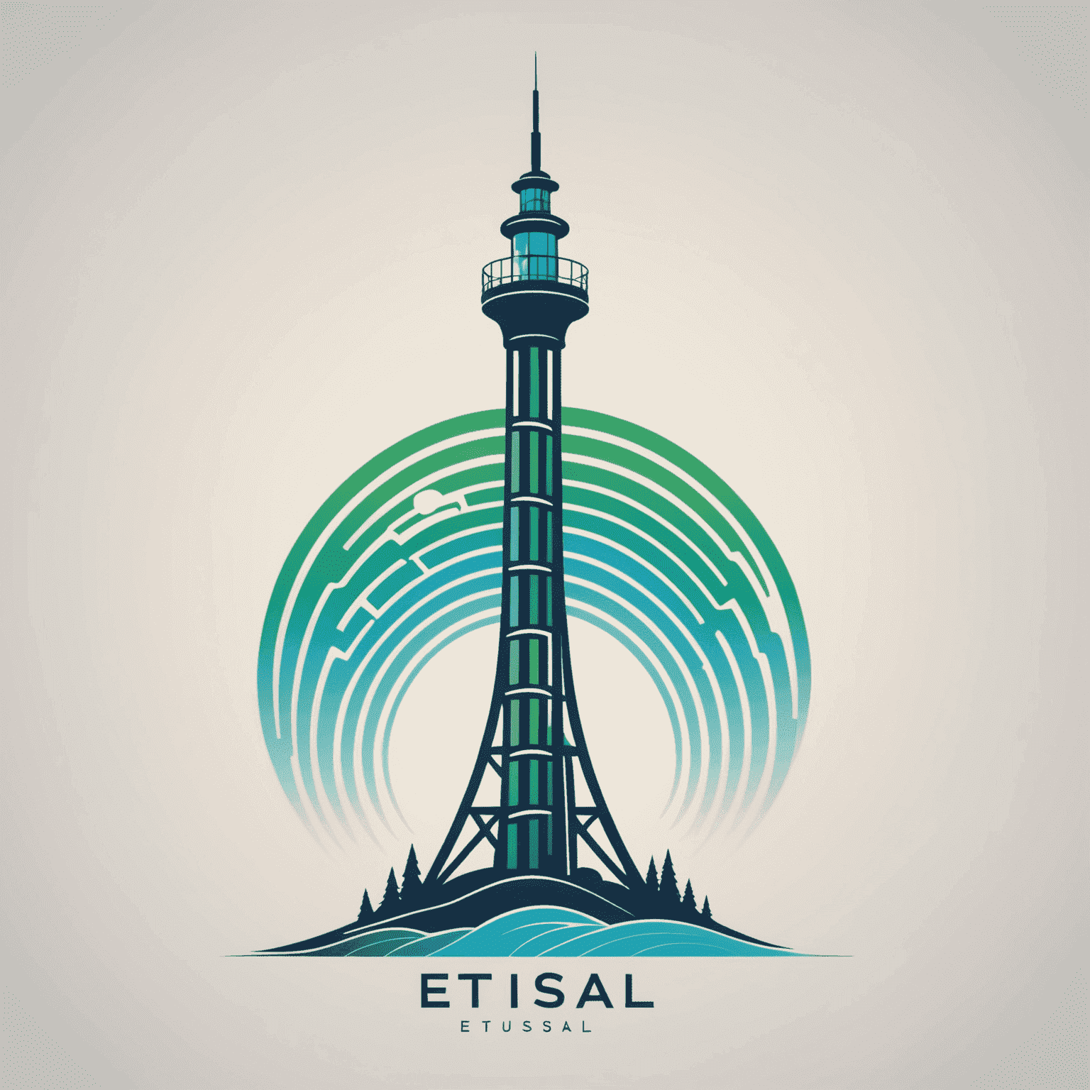 Etisal logo - A modern, sleek design incorporating a stylized communication tower or signal waves in blue and green colors