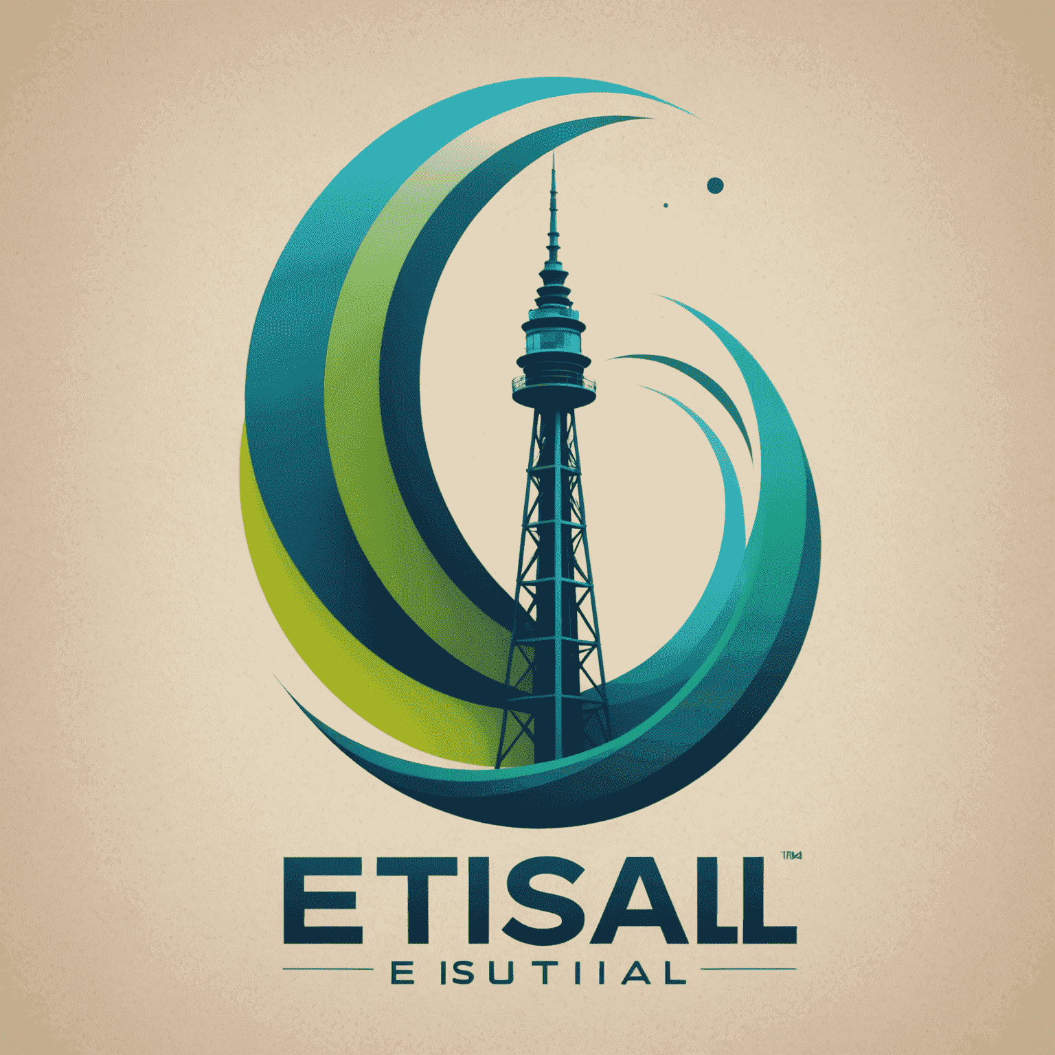Etisal logo - A modern, sleek design incorporating a stylized communication tower or signal waves in blue and green colors