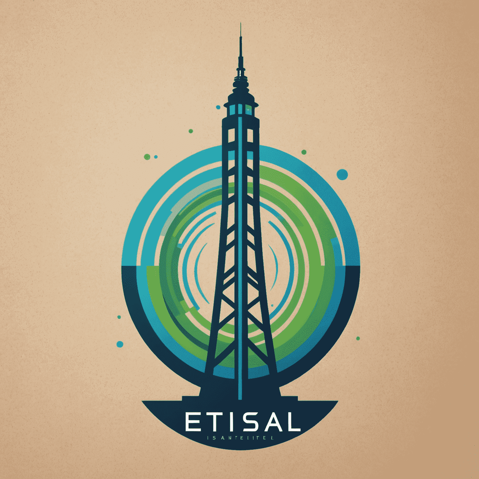 Etisal logo - A modern, sleek design incorporating a stylized communication tower or signal waves in blue and green colors