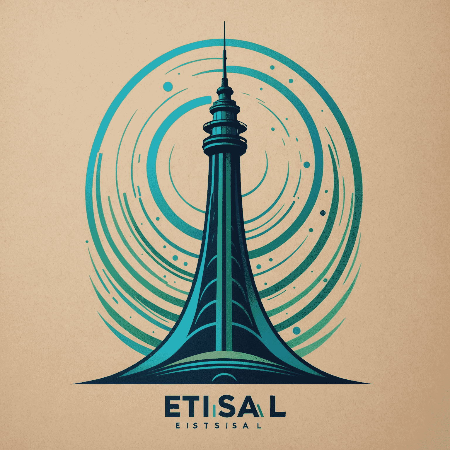 Etisal logo - A modern, sleek design incorporating a stylized communication tower or signal waves in blue and green colors