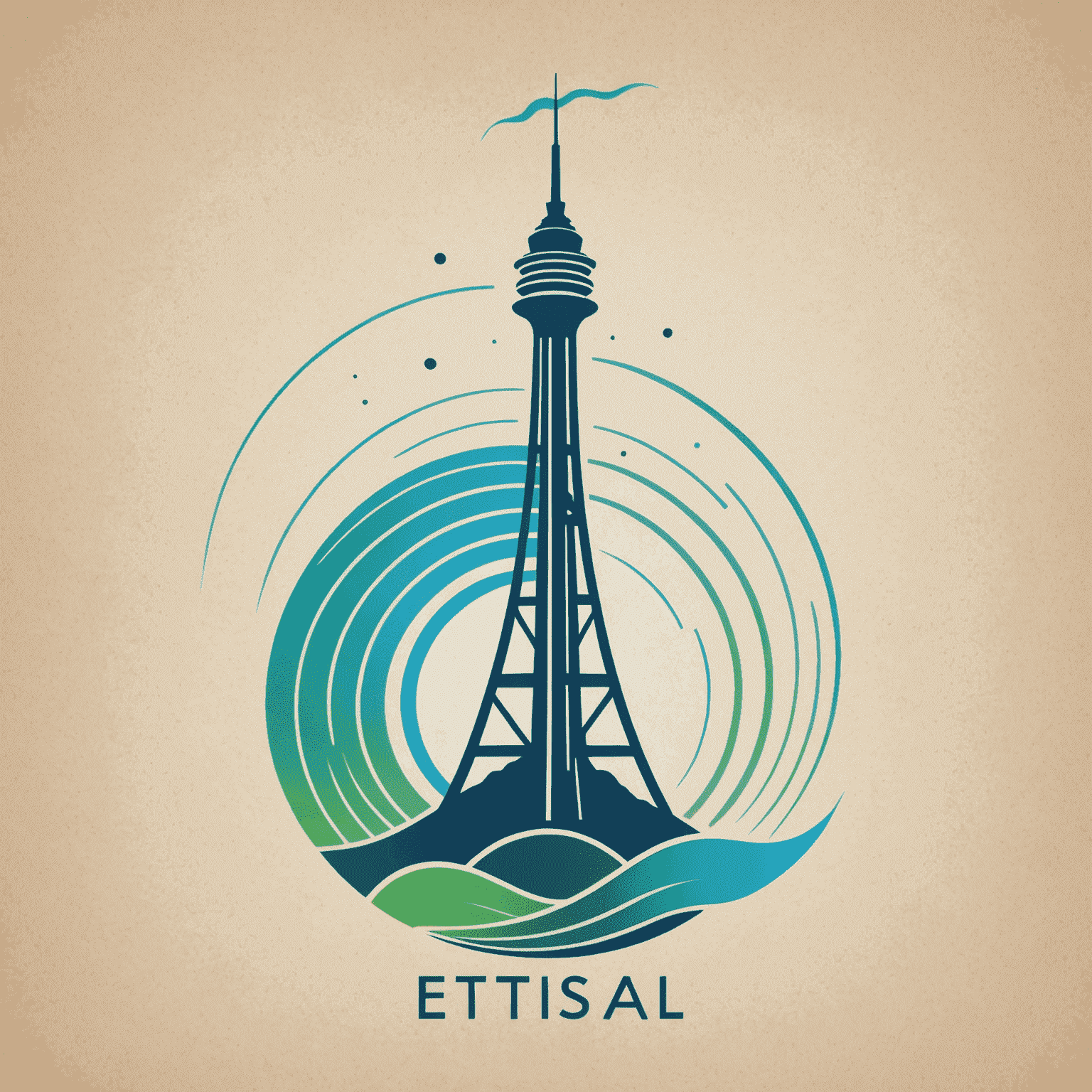 Etisal logo - A modern, sleek design incorporating a stylized communication tower or signal waves in blue and green colors