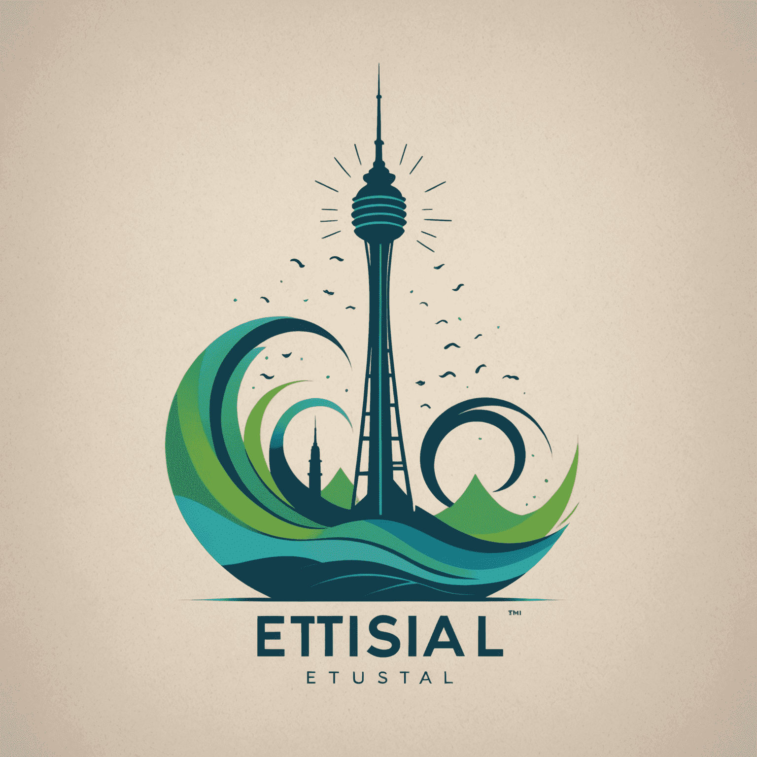 Etisal logo - A modern, sleek design incorporating a stylized communication tower or signal waves in blue and green colors
