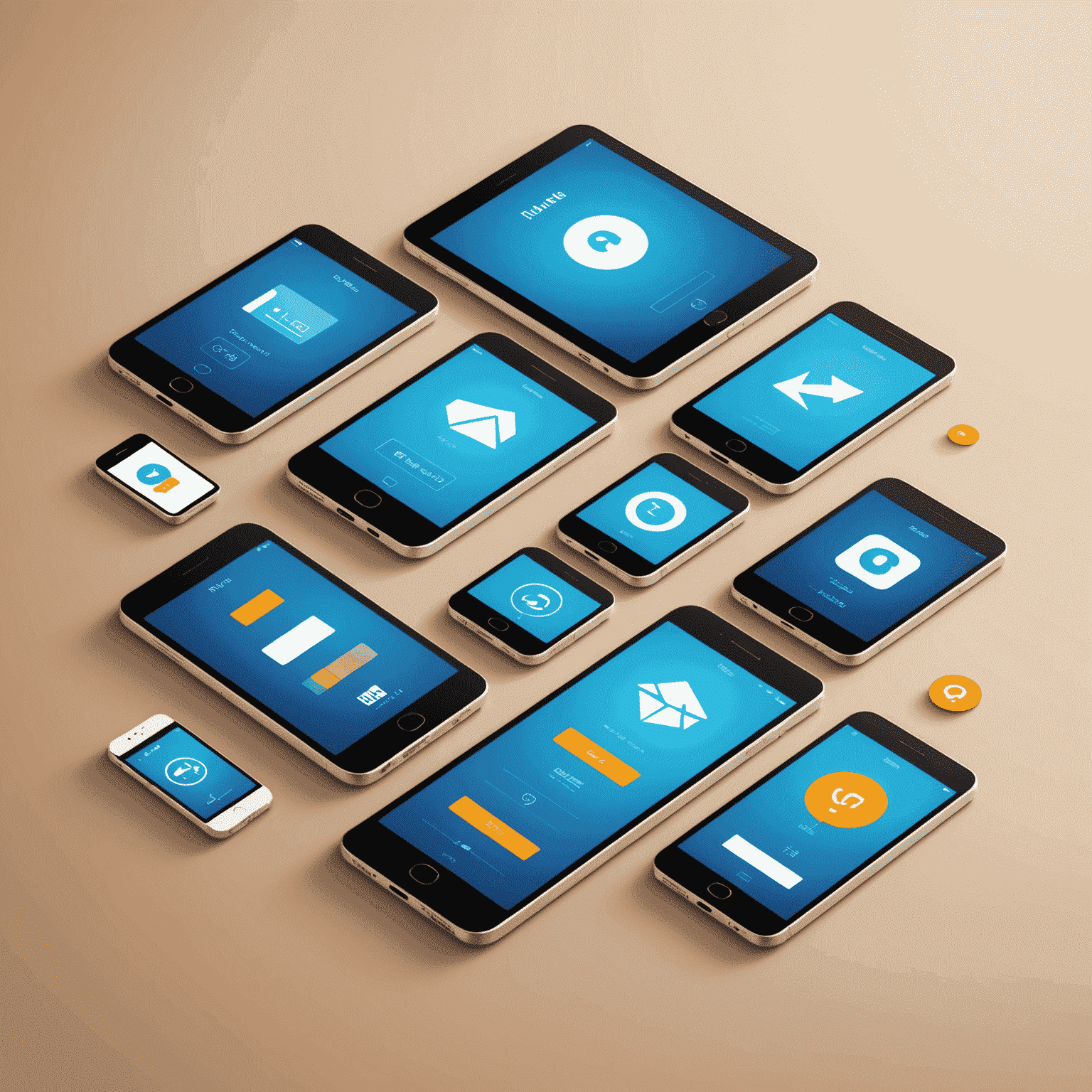 Illustration of mobile devices with data icons, representing various data package options